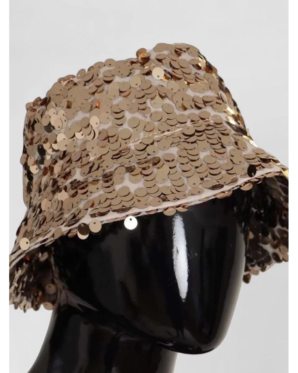 Dolce & Gabbana Natural Sequin-Embellished Bucket Hat