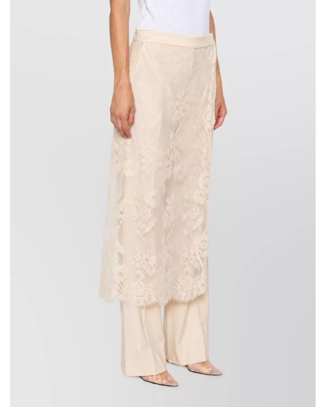 Zimmermann Natural Wool Lace Straight-Leg Suit Trousers