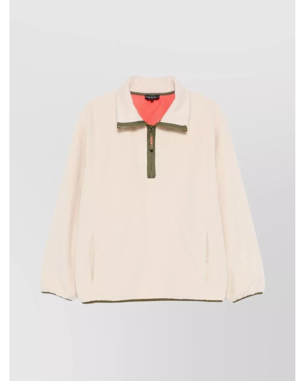 A.P.C. Natural Polyester Zip-Neck Long-Sleeve Sweatshirt for men