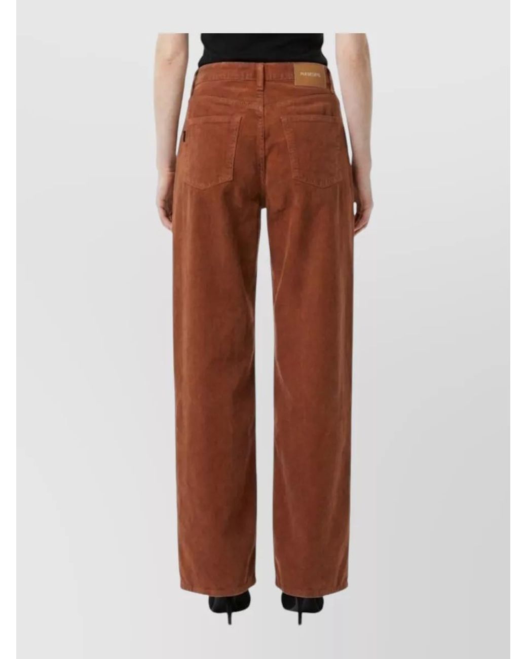 Haikure Brown Cotton High-Rise Wide-Leg Jeans