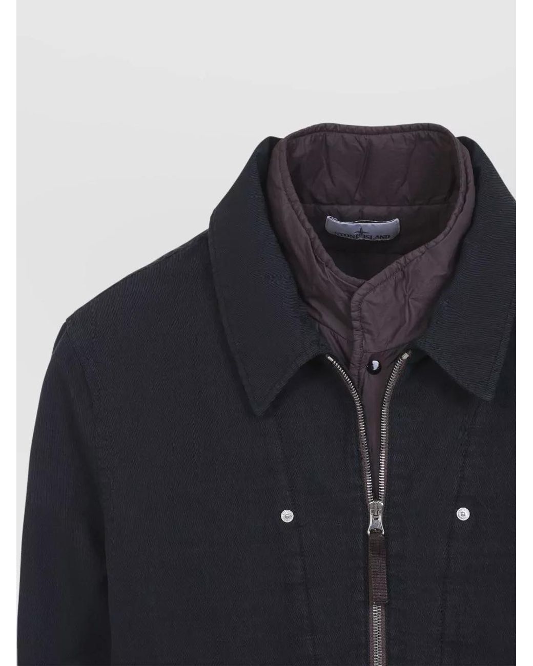 Stone Island Blue Padded Single-Breasted Field Jacket for men