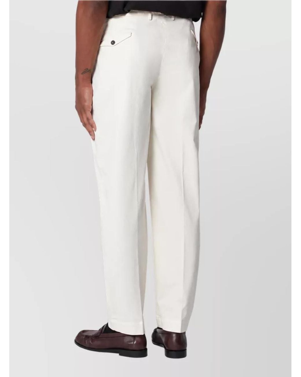 Santaniello White Cotton Tailored Trousers for men