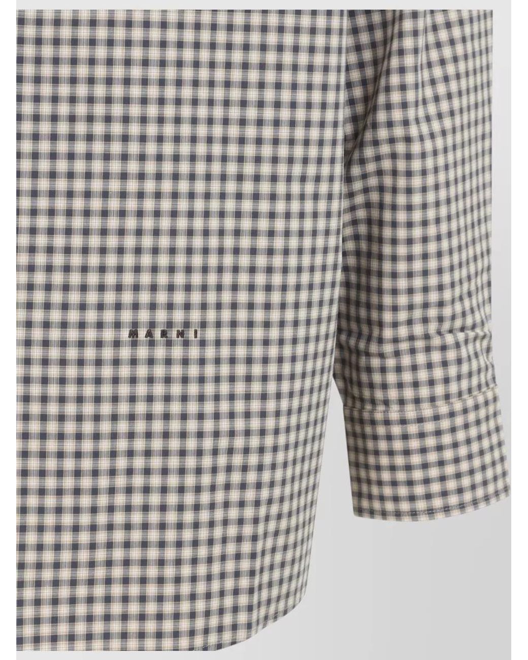 Marni Gray Cotton Micro Check Long-Sleeve Shirt for men
