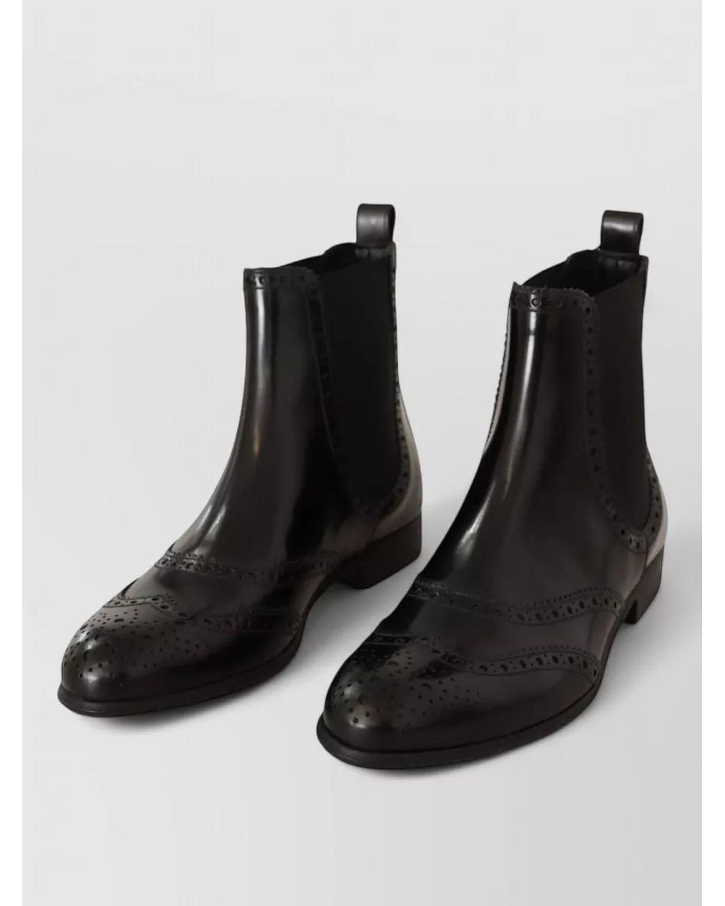 Dolce & Gabbana Black Leather Wingtip Ankle Oxford Boots