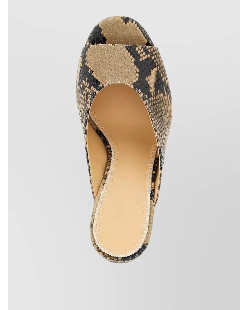Magda Butrym Gray Leather Python Print Studded Wedge Mules