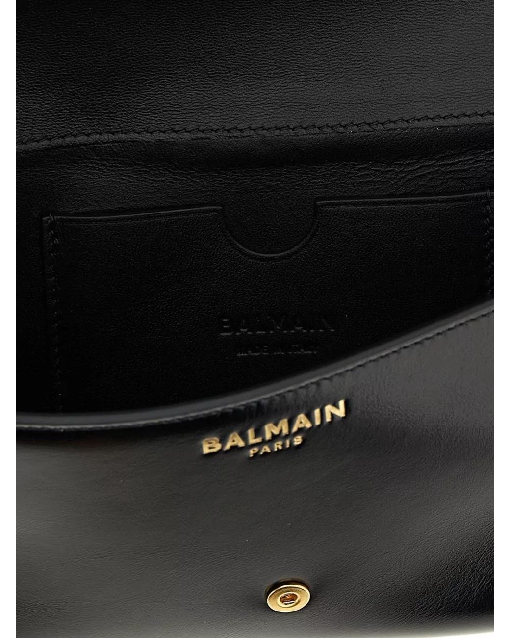 Balmain Black Shuffle Leather Wallet On Chain Clutch Bag