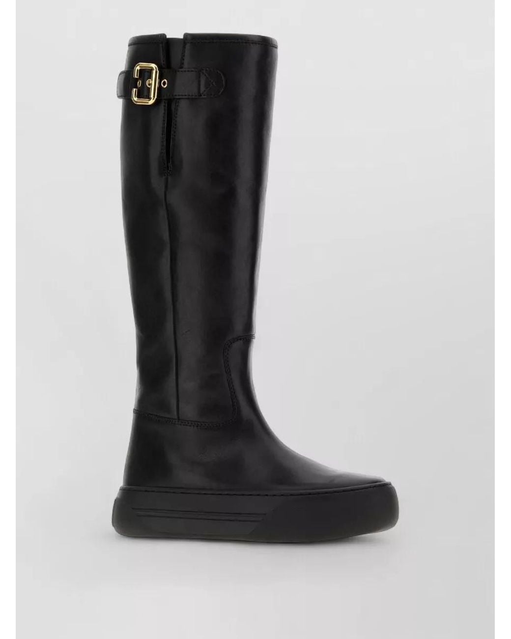 Chloé Black Calf Leather Flat Boots