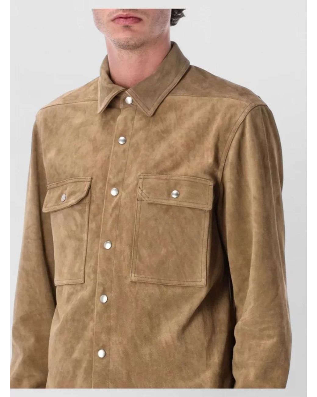 Rick Owens Natural Calf Leather Boxy Shirt Jacket for men