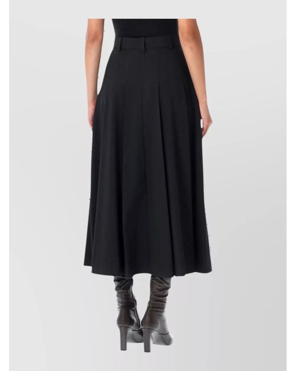 By Malene Birger Black Pleated Midi Skirt