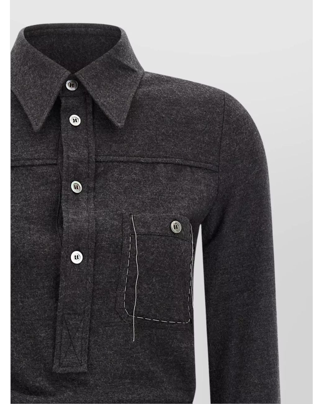 Maison Margiela Black Virgin Wool Shirt Midi Dress