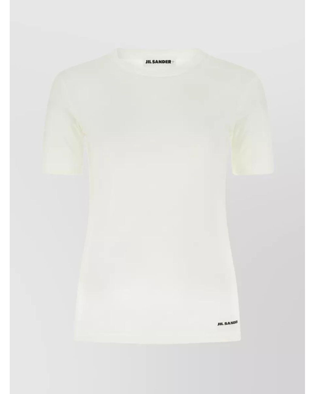 Jil Sander White Cotton Logo Print Short Sleeve T-Shirt