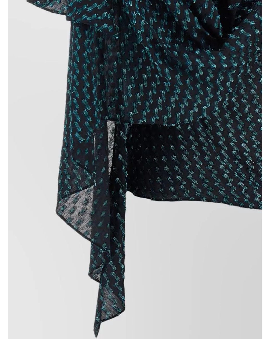 Kiko Kostadinov Blue Silk-Blend Draped Asymmetric V-Neck Blouse
