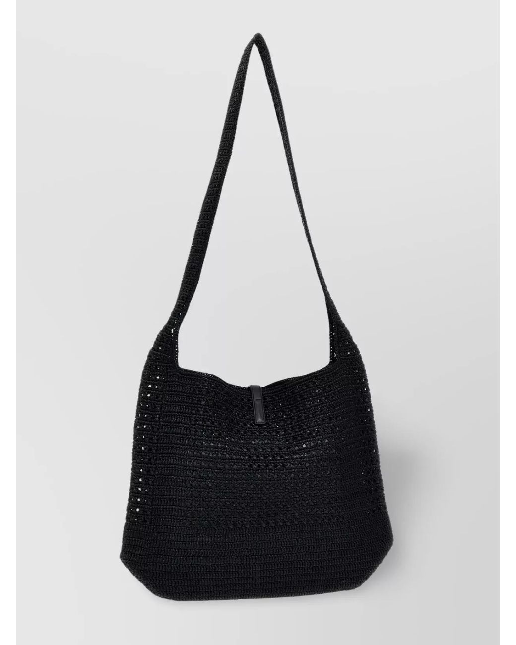 Saint Laurent Black Le 5 À 7 Medium Raffia Tote Bag
