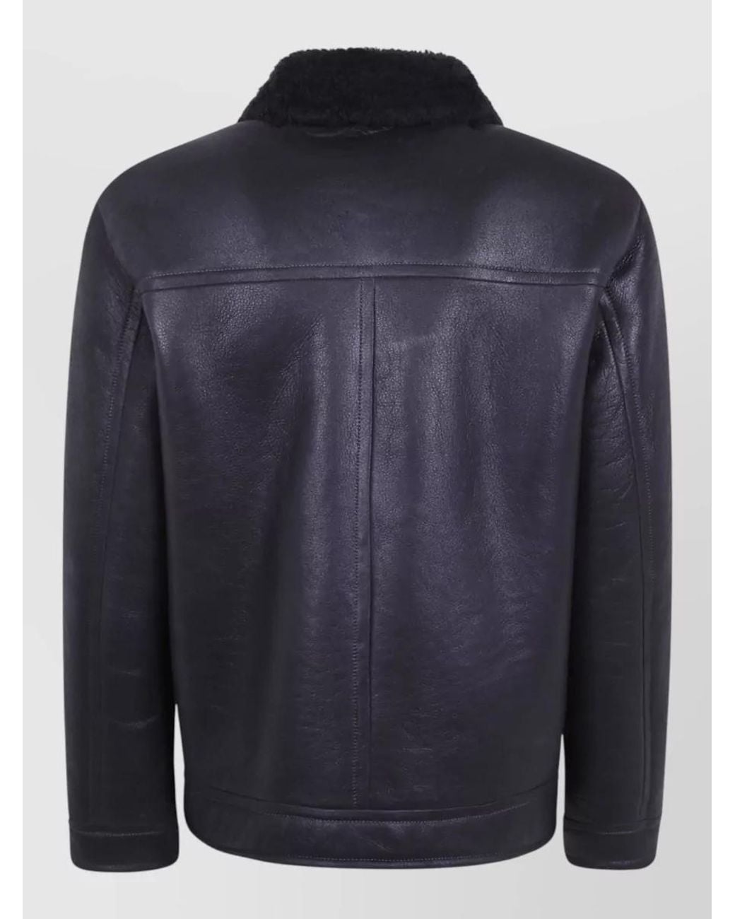 Dondup Blue Shearling Leather Regular-Fit Jacket for men
