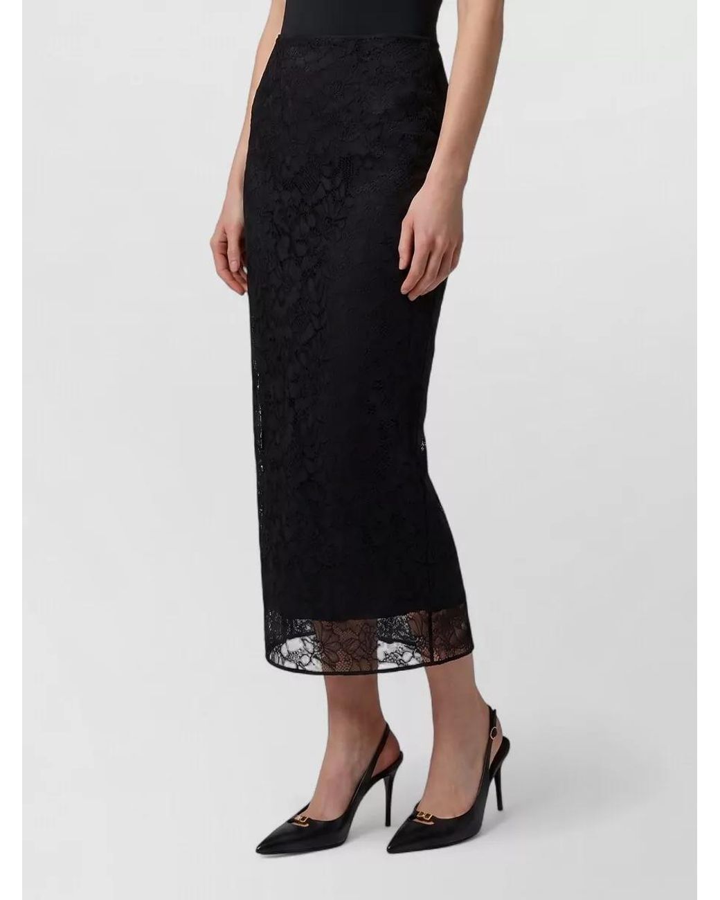 Dolce & Gabbana Black Lace High-Rise Midi Pencil Skirt