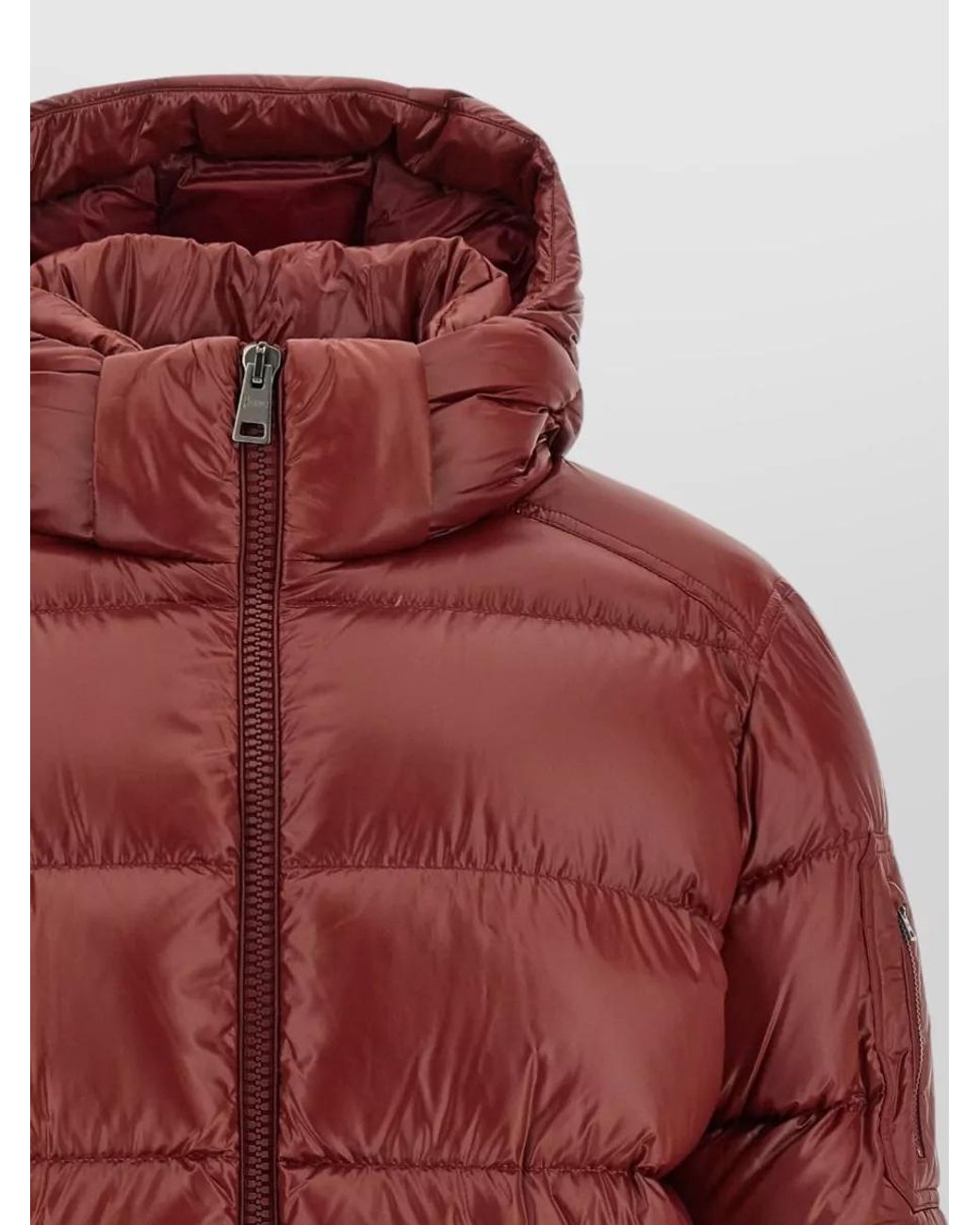 Herno Red Glossy Quilted Down Hooded Puffer Jacket for men
