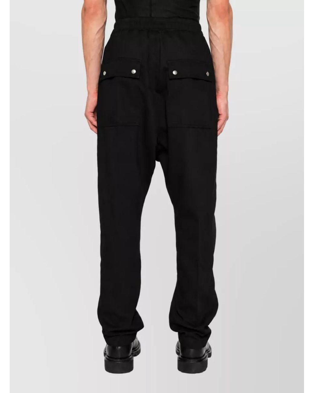 Rick Owens Black Wool Drop-Crotch Trousers for men