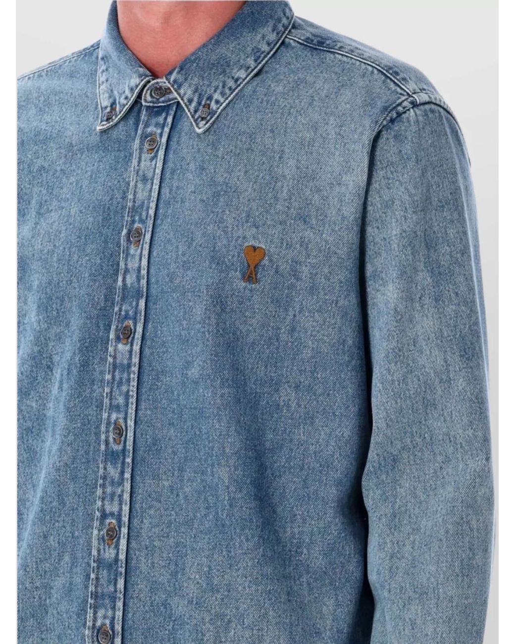 AMI Blue Denim Long-Sleeve Shirt for men