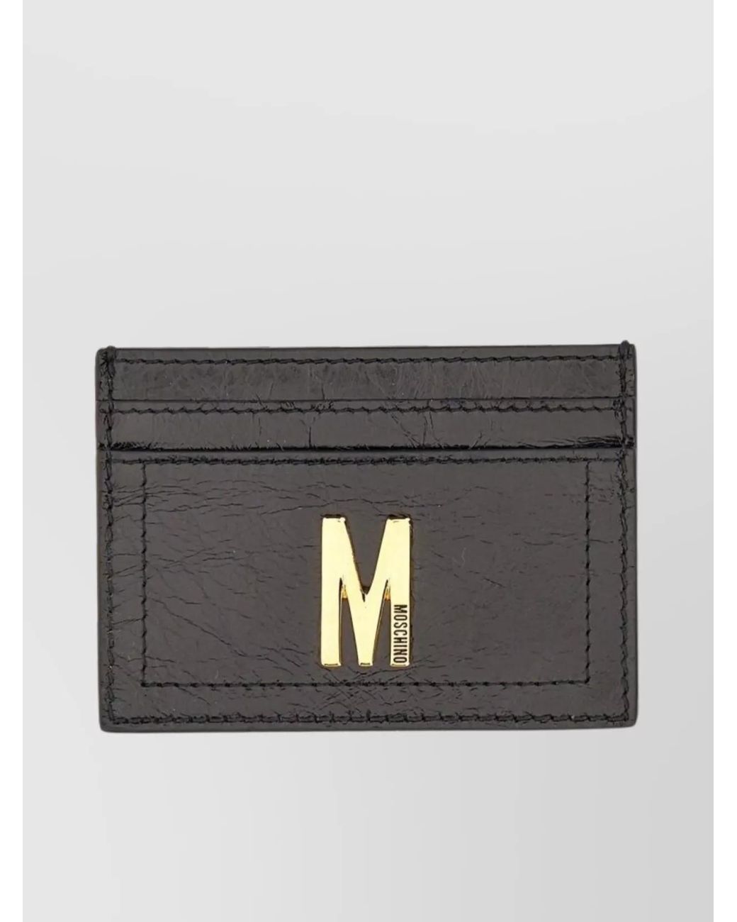 Moschino Gray Leather Card Holder