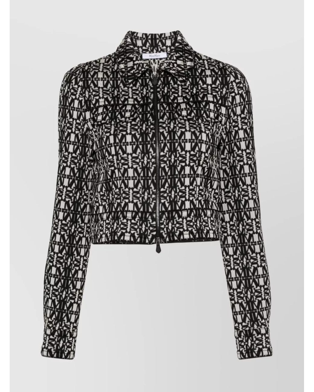 Max Mara Black Monogram-Print Cropped Jacket