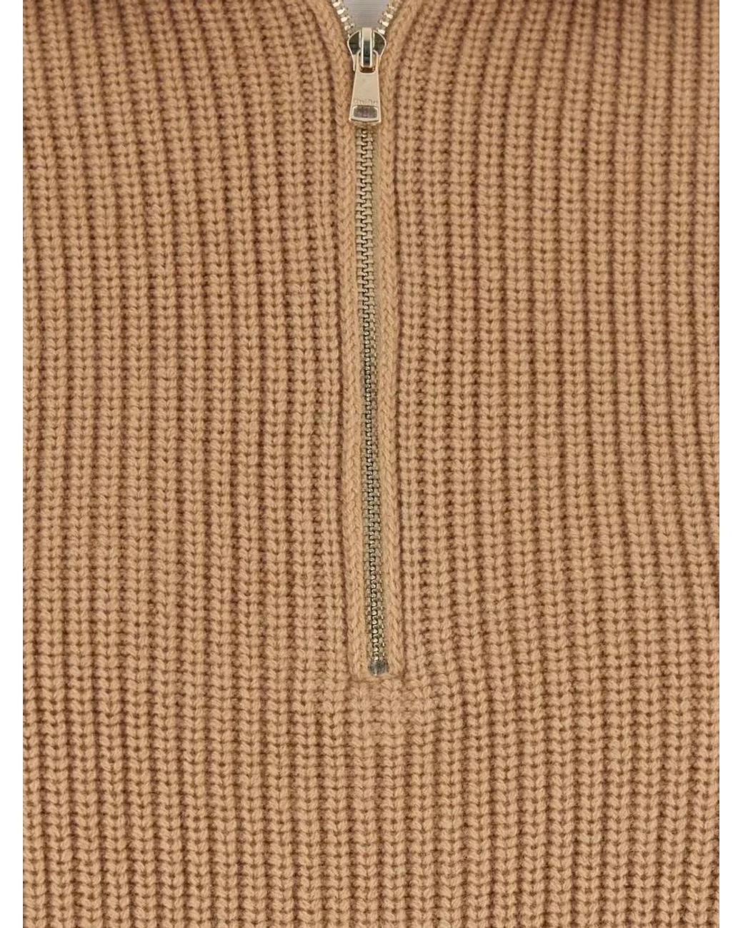Max Mara Natural Cashmere Wool Ruffled High-Neck Oversized Sweatshirt