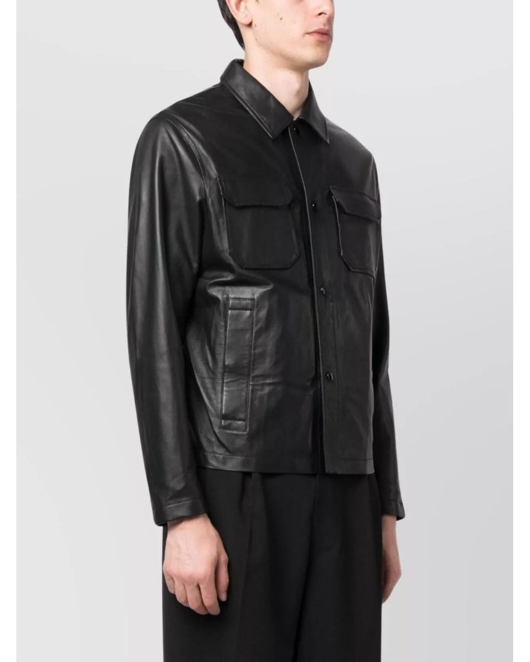Emporio Armani Black Lambskin Leather Jacket for men