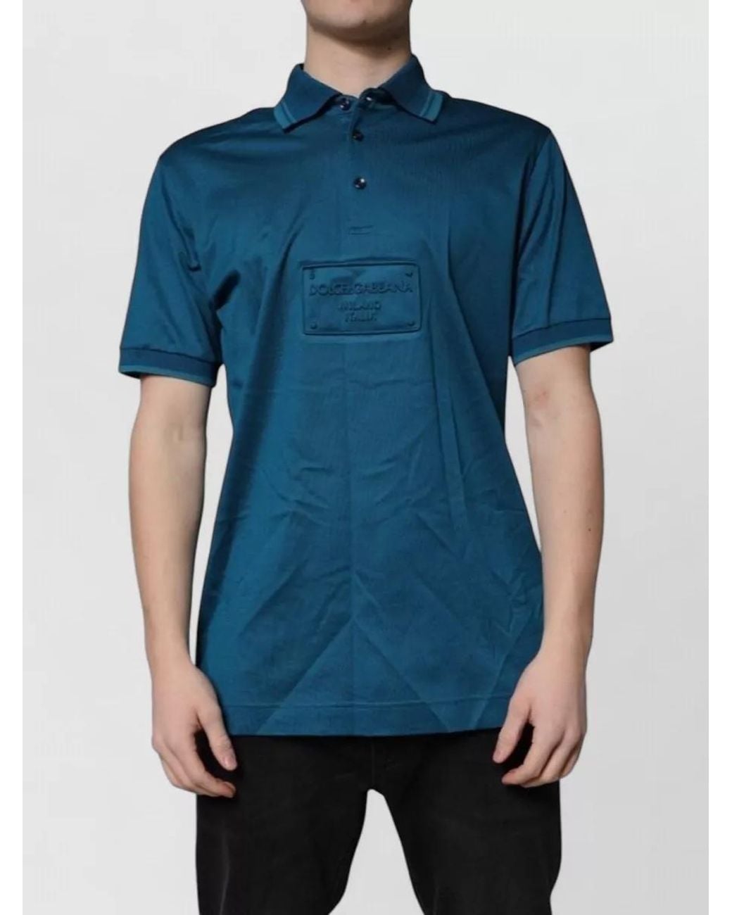 Dolce & Gabbana Blue Cotton Short-Sleeve Polo Shirt for men