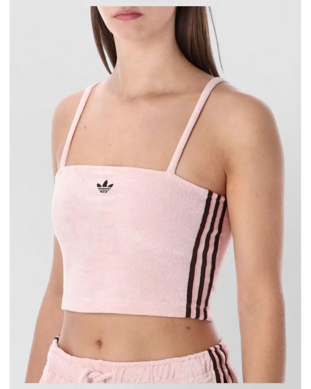 Adidas Originals Pink Terry Cropped Bandeau Top