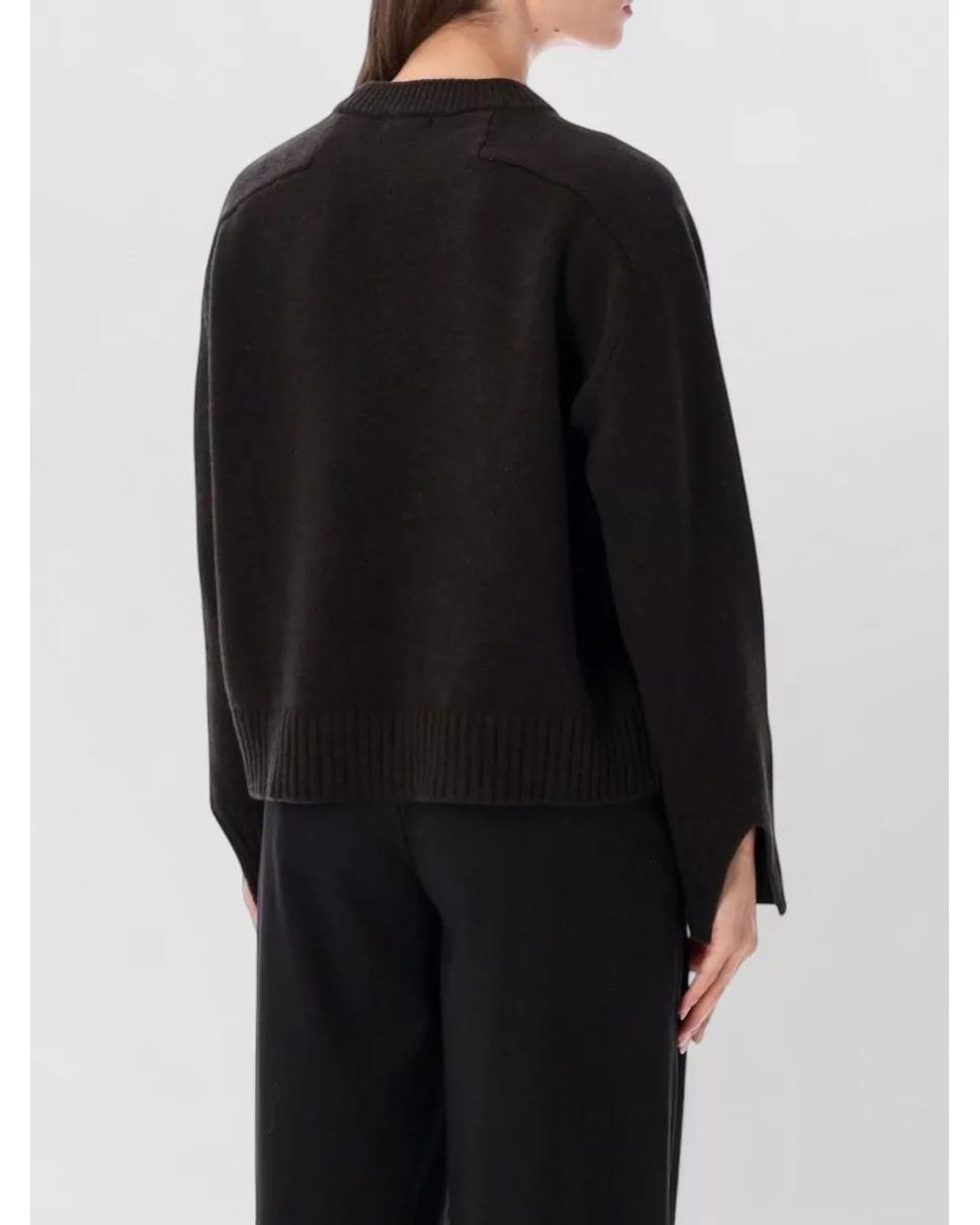 Soeur Black Merino Wool Ribbed Relaxed-Fit Crew-Neck Sweater