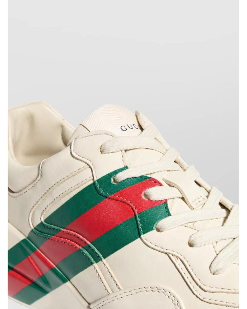 Gucci Natural Leather Lace-Up Sneakers
