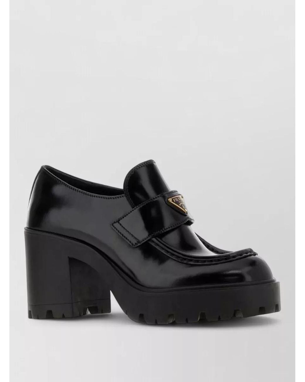 Prada Black Leather Heeled Mules