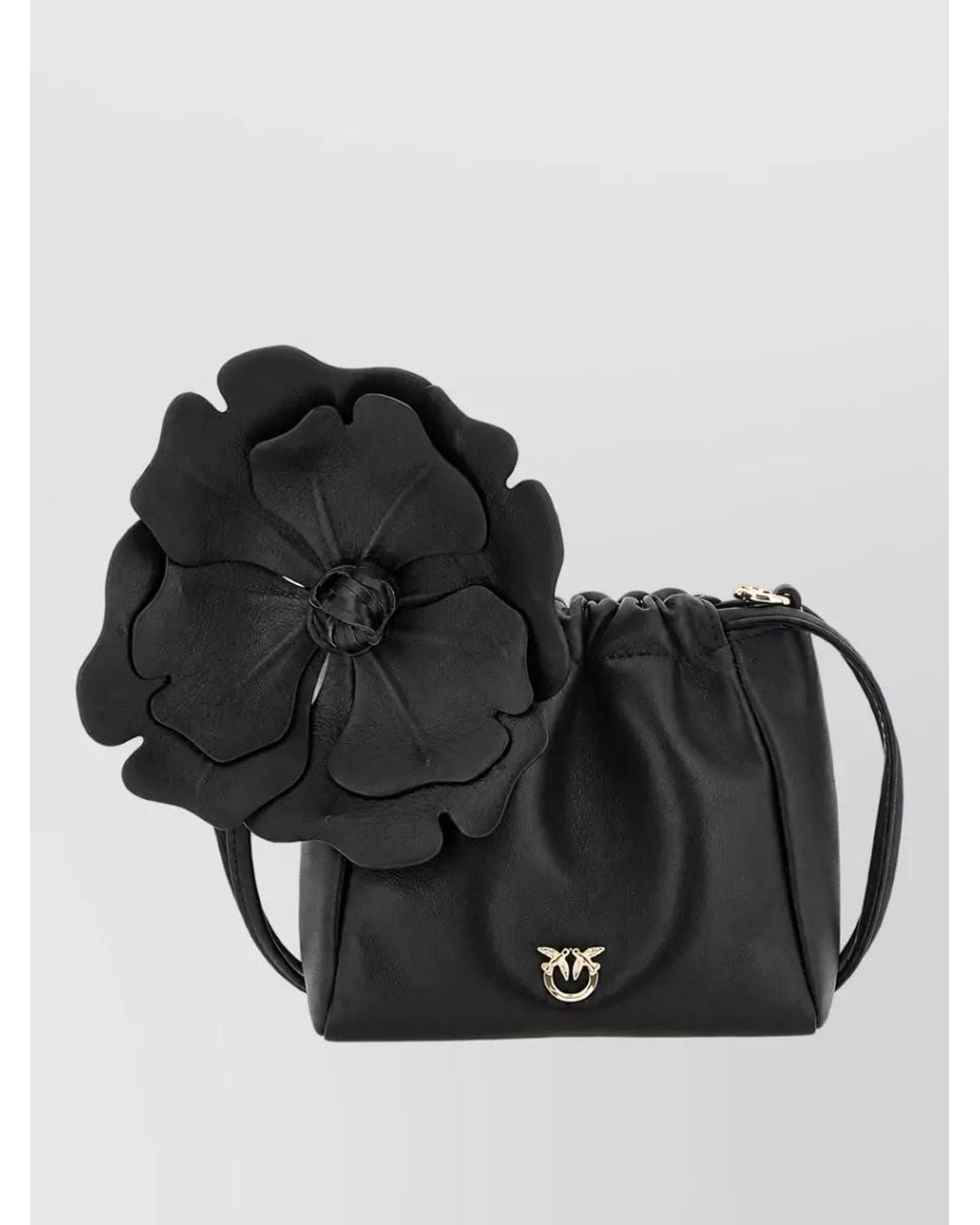 Pinko Black Flower Leather Pouch