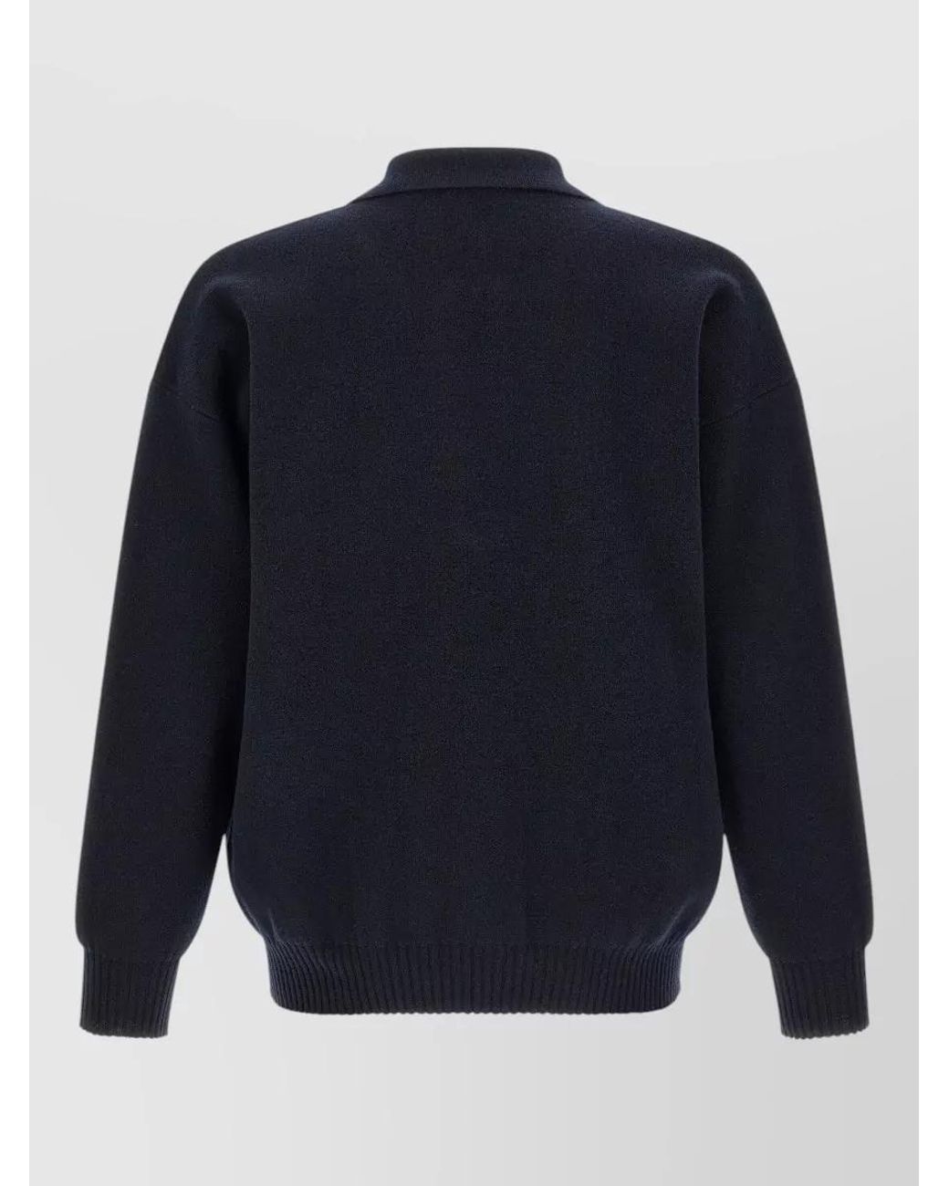 Roberto Collina Blue Merino Wool Relaxed-Fit Half-Zip Polo Sweater for men