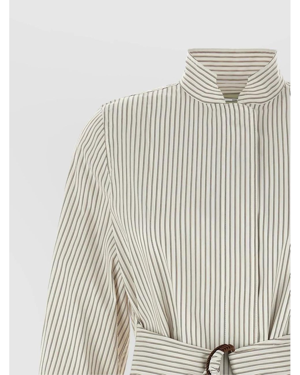 Fendi White Striped Cotton Silk Blouson Jacket