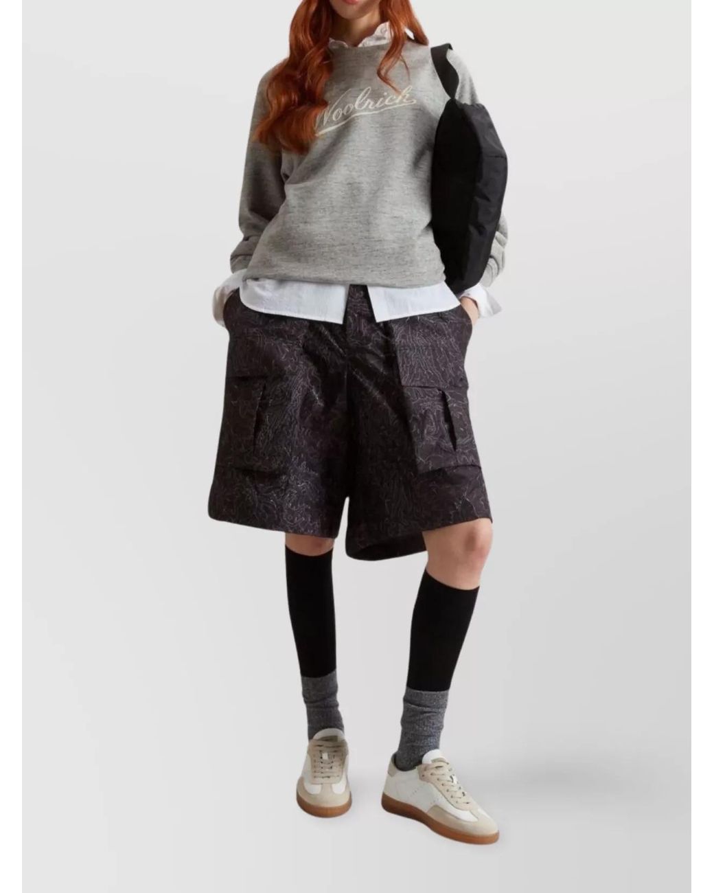 Woolrich Gray Logo-Print Cotton Sweatshirt