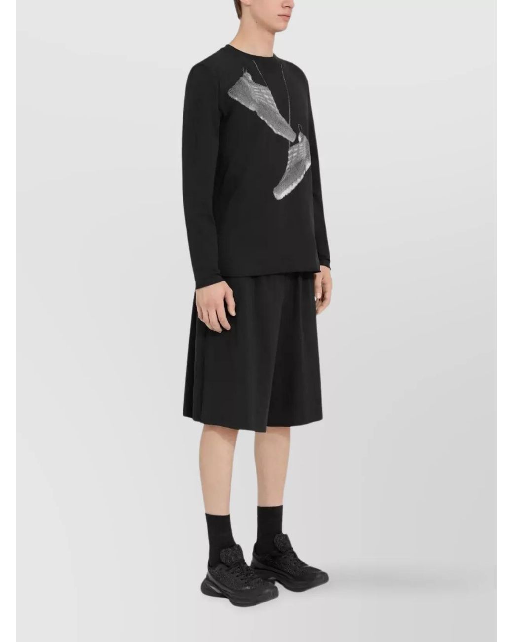 MM6 by Maison Margiela Black Printed Long-Sleeve T-Shirt for men