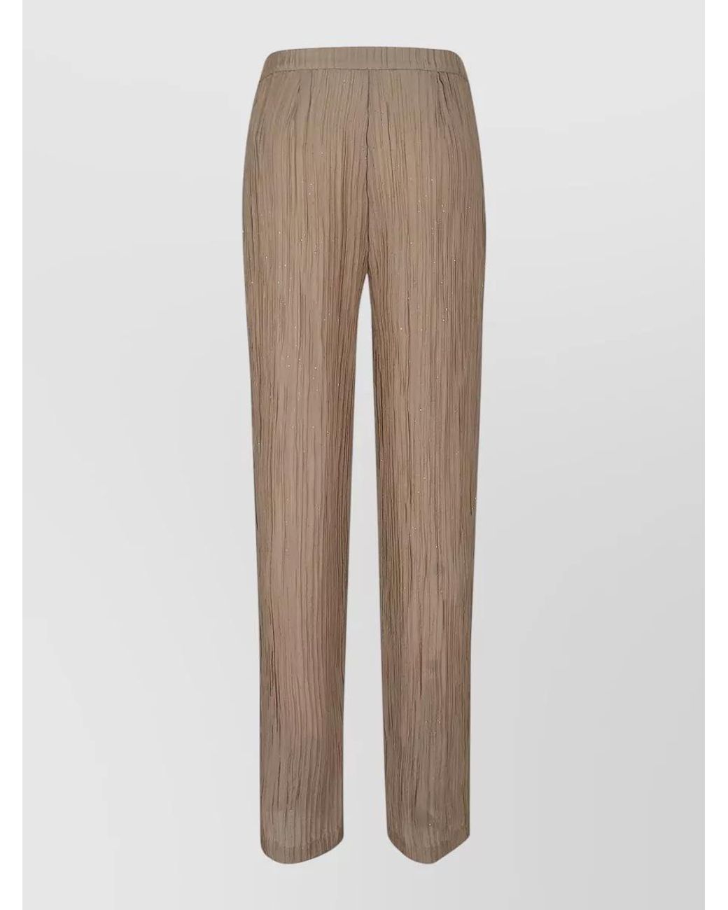 Emporio Armani Natural Sparkling Pleated Straight-Leg Trousers