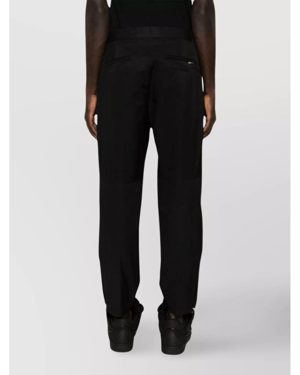 Lanvin Black Cotton Blend Tapered Biker Trousers for men