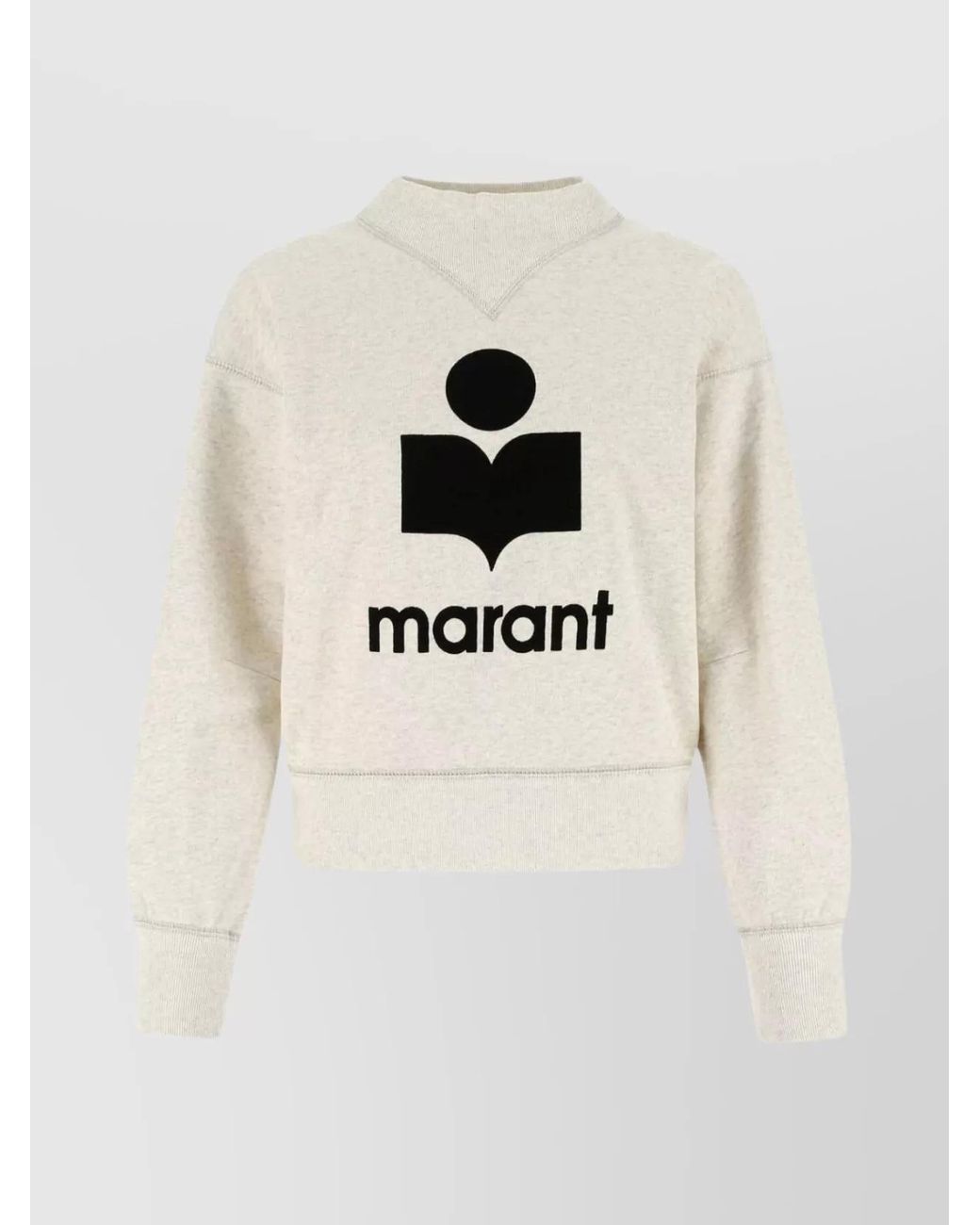 Isabel Marant Natural Mélange Logo Mock Neck Sweatshirt