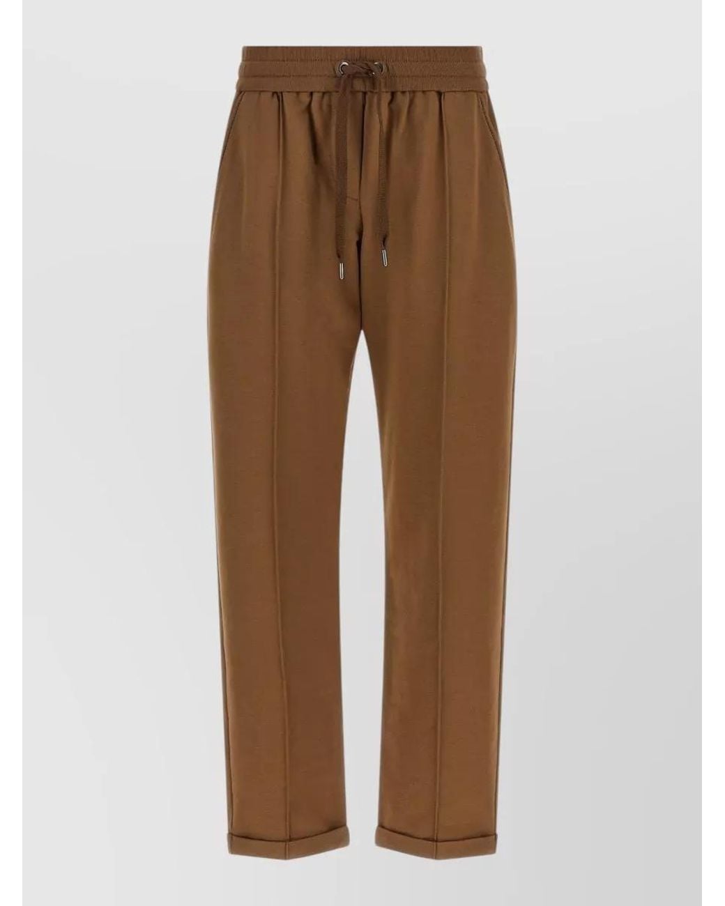 Brunello Cucinelli Brown Cotton High-Rise Cropped Flared Track Joggers