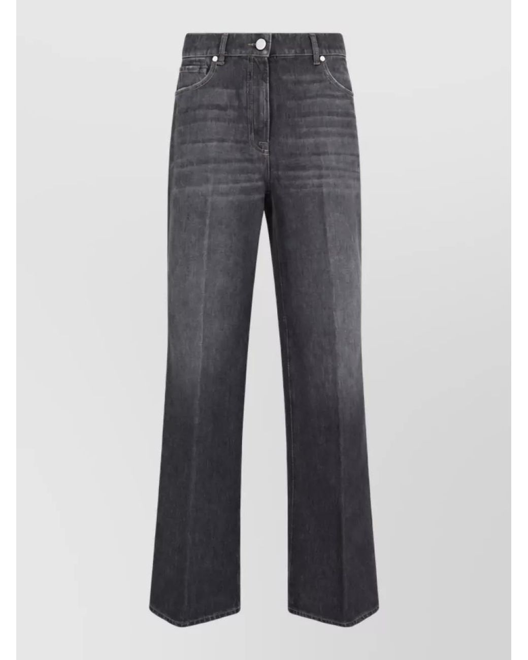 Peserico Gray High-Rise Wide-Leg Denim Jeans