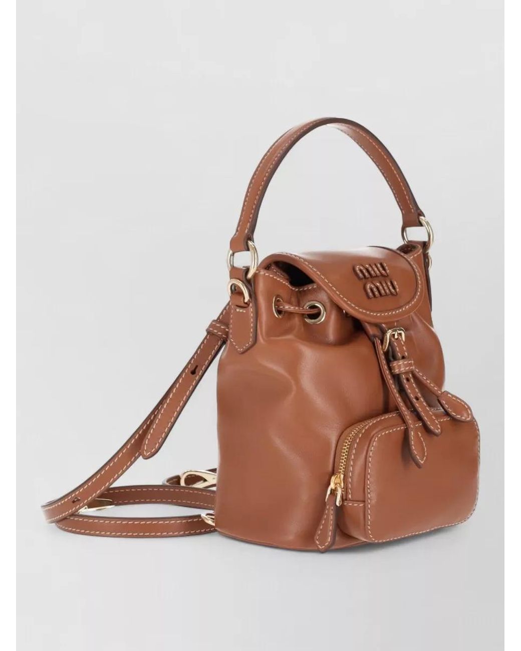 Miu Miu Brown Leather Bucket Bag