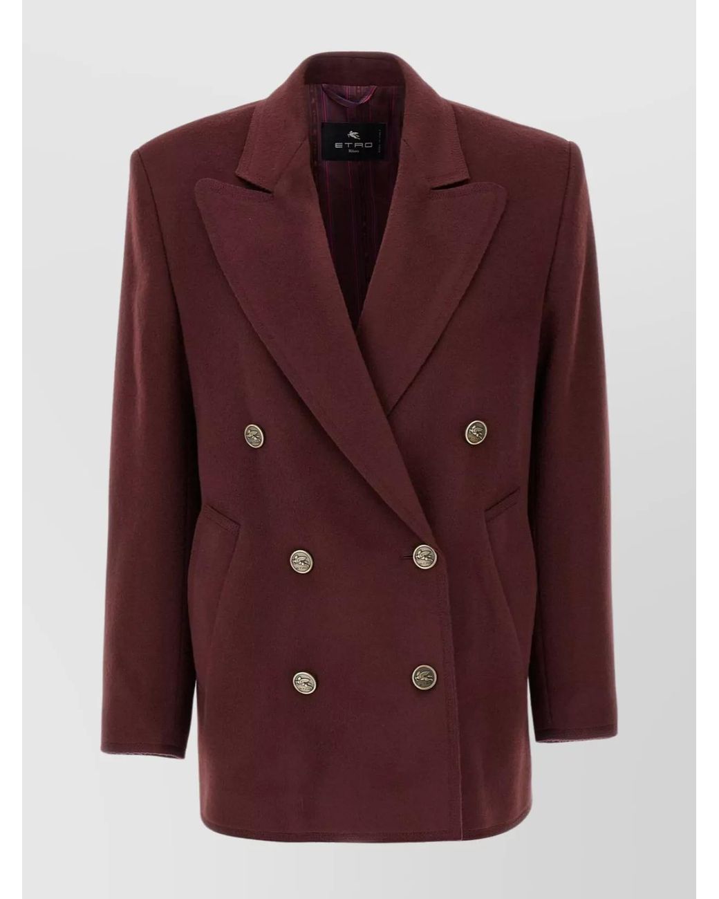Etro Purple Wool Cashmere Double-Breasted Blazer