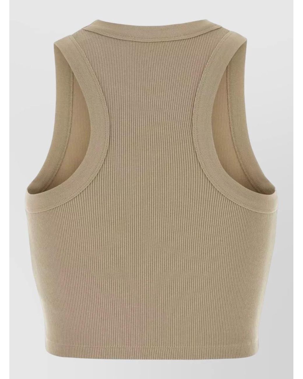 Givenchy Natural Ribbed Cotton Cropped Sleeveless Top
