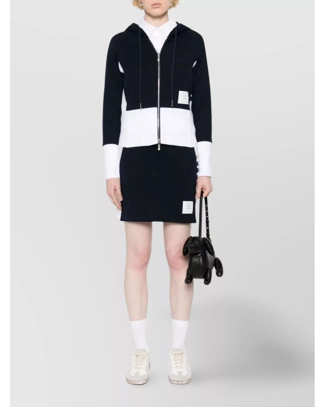 Thom Browne Blue Cotton Jersey High-Rise Mini Skirt