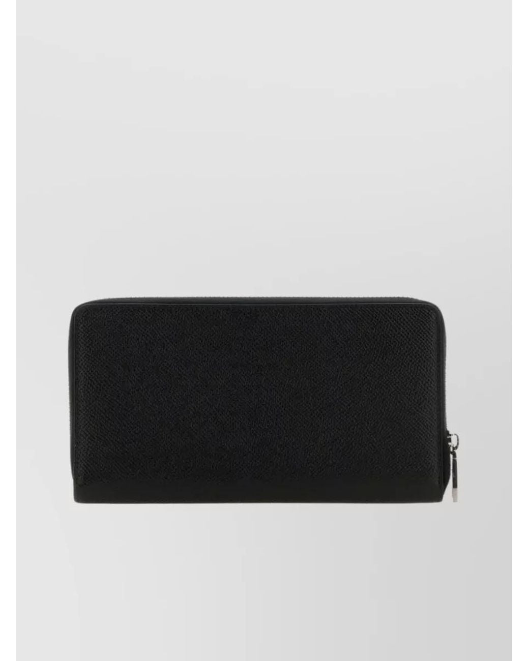 Dolce & Gabbana Black Leather Zip Around Wallet for men