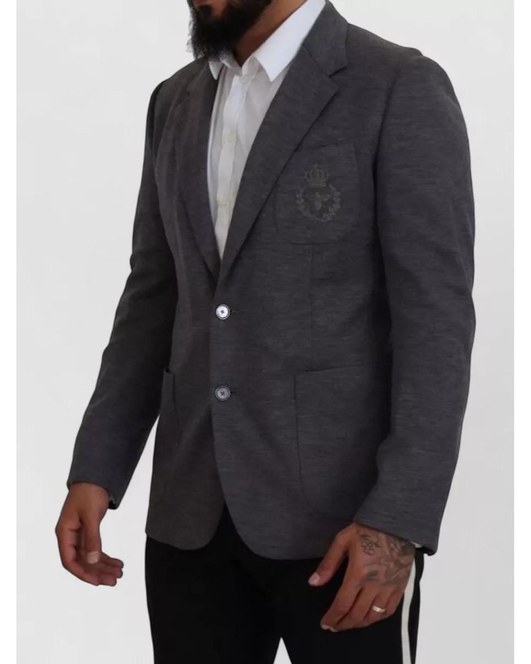 Dolce & Gabbana Blue Wool Slim-Fit Single-Breasted Blazer for men