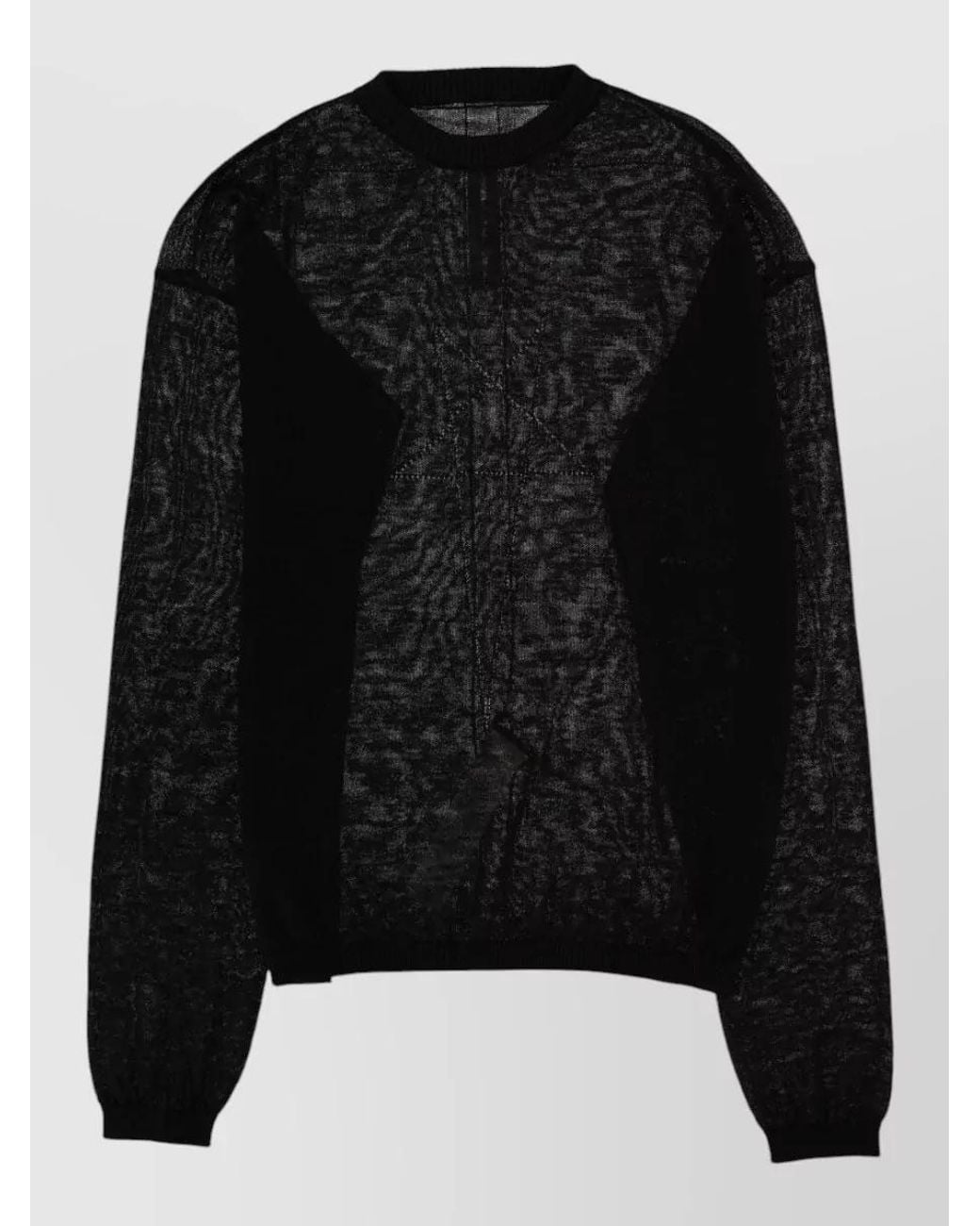 Rick Owens Black Fine-Knit Wool Crew-Neck Jumper for men