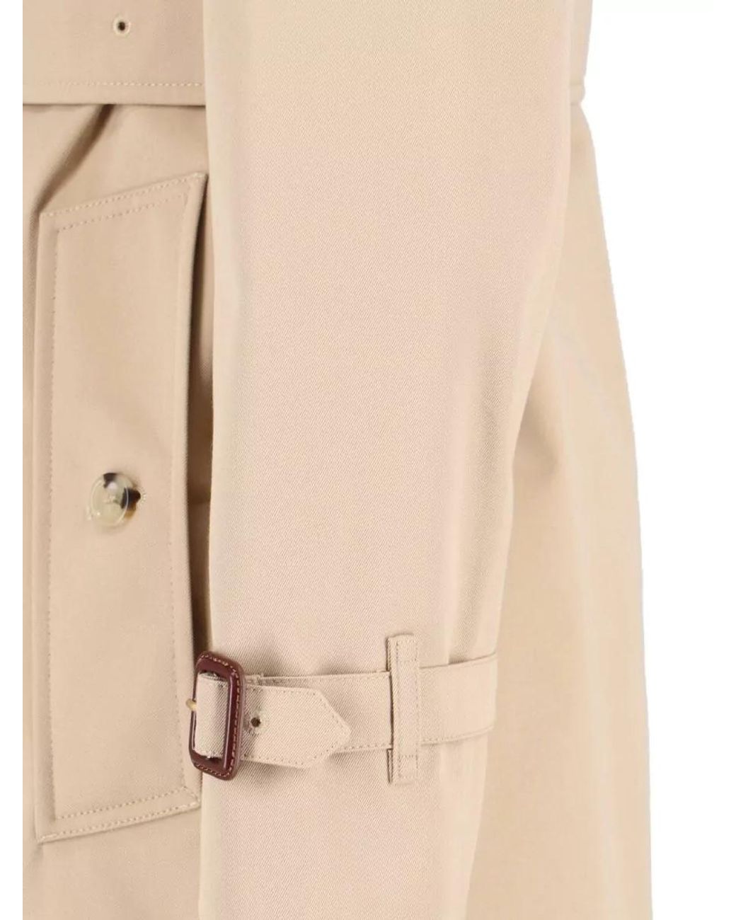 Burberry Natural Cotton Double-Breasted Belted Long Trench Coat