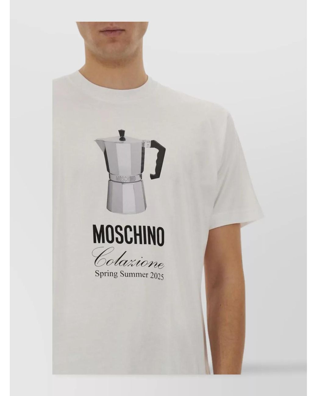 Moschino White Cotton Regular-Fit Logo-Print T-Shirt for men